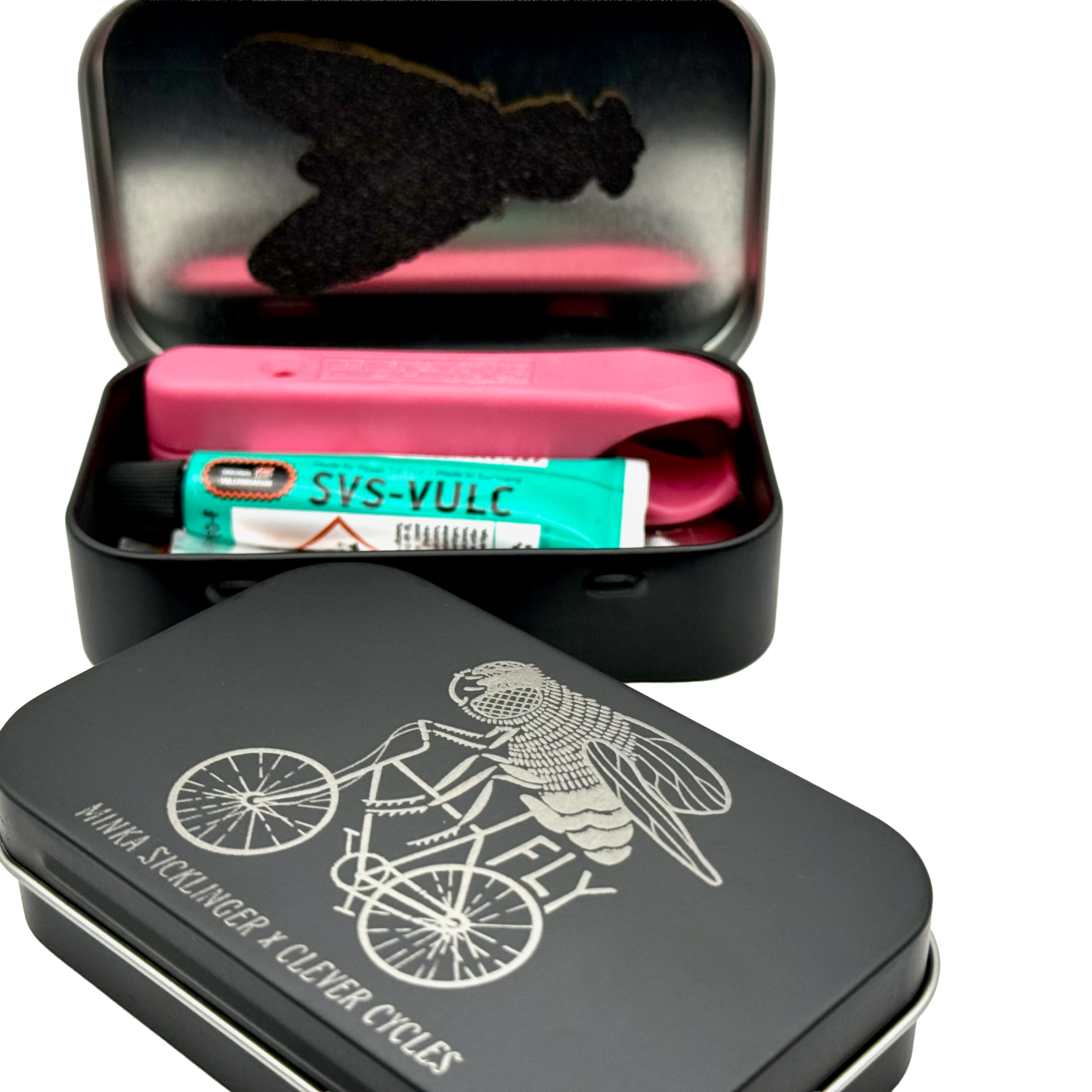 Clever Cycles x Minka Sicklinger Super Fly Patch Kit With Tin & Tire Levers