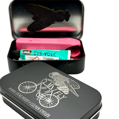 Clever Cycles x Minka Sicklinger Super Fly Patch Kit With Tin & Tire Levers