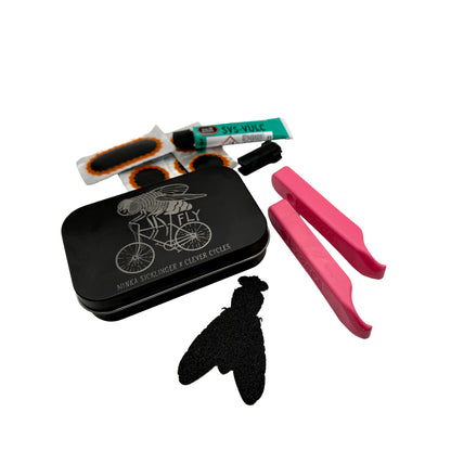 Clever Cycles x Minka Sicklinger Super Fly Patch Kit With Tin & Tire Levers
