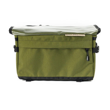 Green bicycle cargo box on a white background