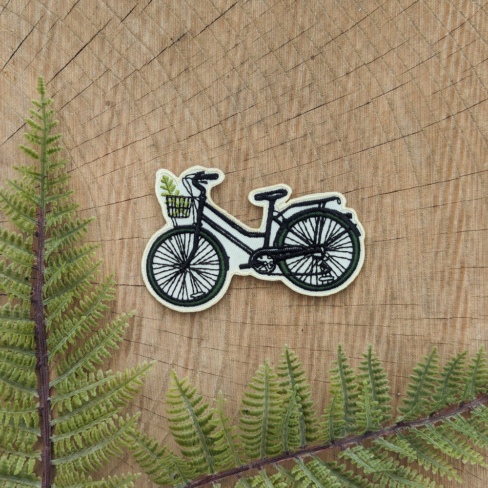 Bike with Fern Embroidered Patch