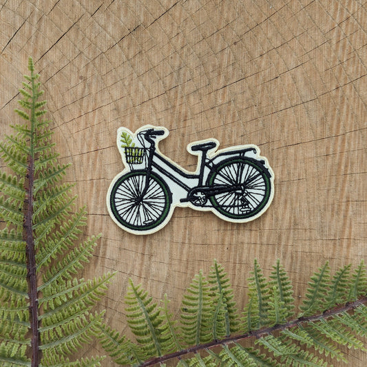 Bike with Fern Embroidered Patch