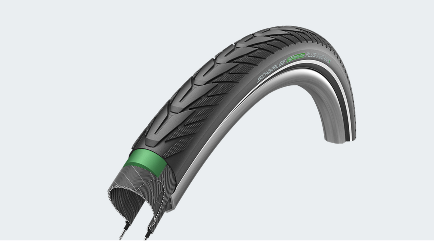 Schwalbe Energizer Plus Tire - 26 x 1.75, Clincher, Wire, Black/Reflective, Performance, GreenGuard, Addix E50