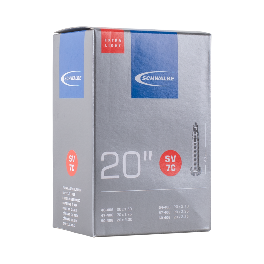 Schwalbe SV7C Extra Light Bike Tube - 20" Presta 40mm (40/60-406)