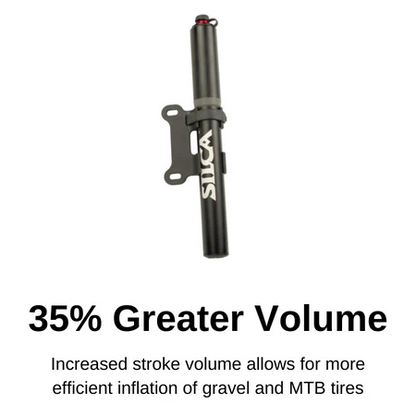 Silca Gravelero Mini Pump - 80psi, Aluminum, Presta/Schrader, With Bracket, Retractable hose