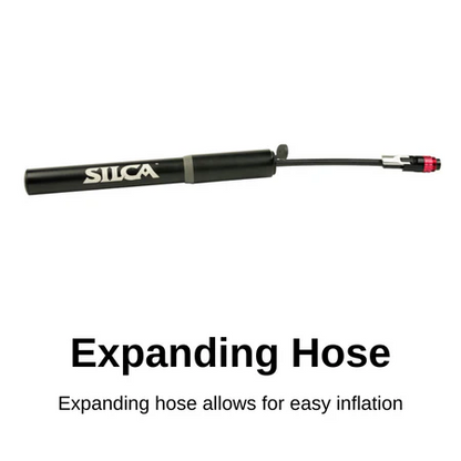 Silca Gravelero Mini Pump - 80psi, Aluminum, Presta/Schrader, With Bracket, Retractable hose
