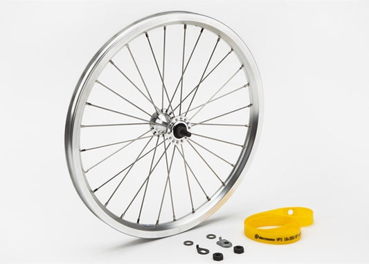 Brompton Front Wheel Radial Lacing Includes Fittings for Standard Bikes Silver - QFWSS